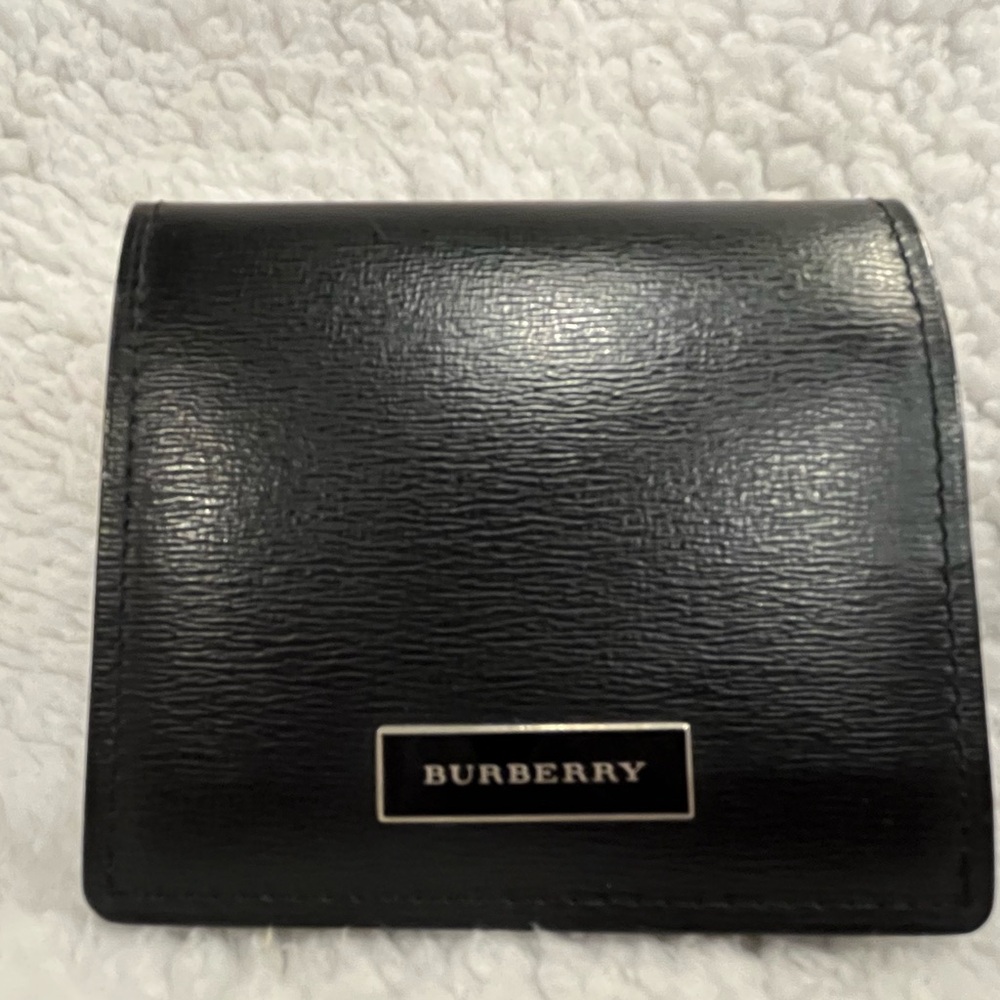 Black Leather Burberry Coin Purse with Key Chain